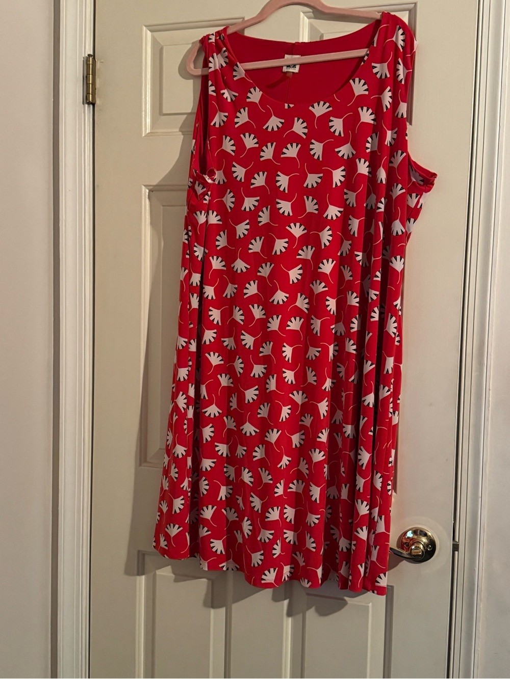 Anne Klein Red Dress with White Abstract Print, Size 3X, Great Condition